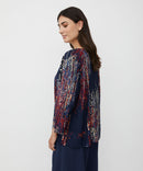 Benika V Neck Print Blouse - Red Dahlia