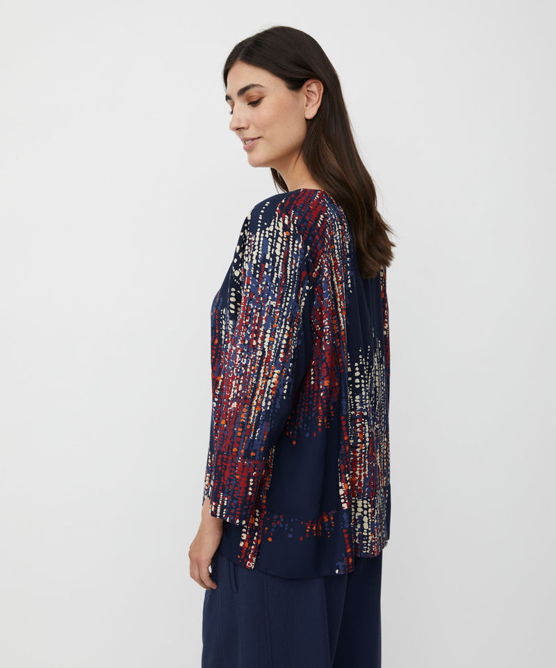 Benika V Neck Print Blouse - Red Dahlia