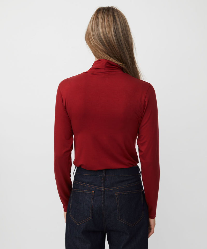 Brooklyn Turtleneck T-Shirt - Red Dahlia