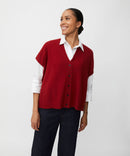 Lucanne Sleeveless Cardigan - Red Dahlia