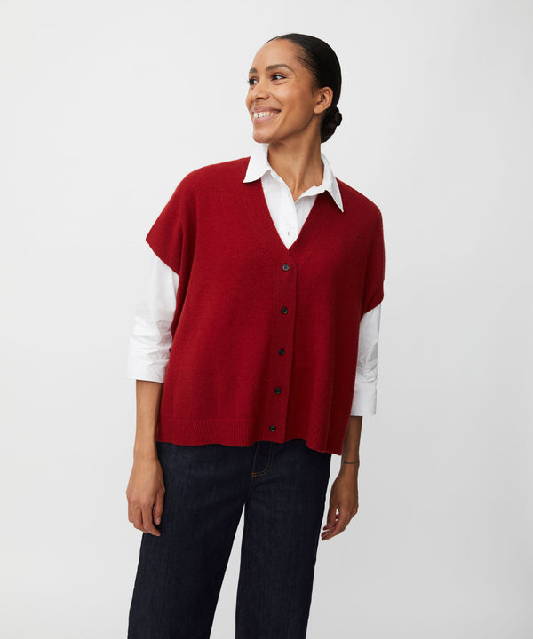Lucanne Sleeveless Cardigan - Red Dahlia