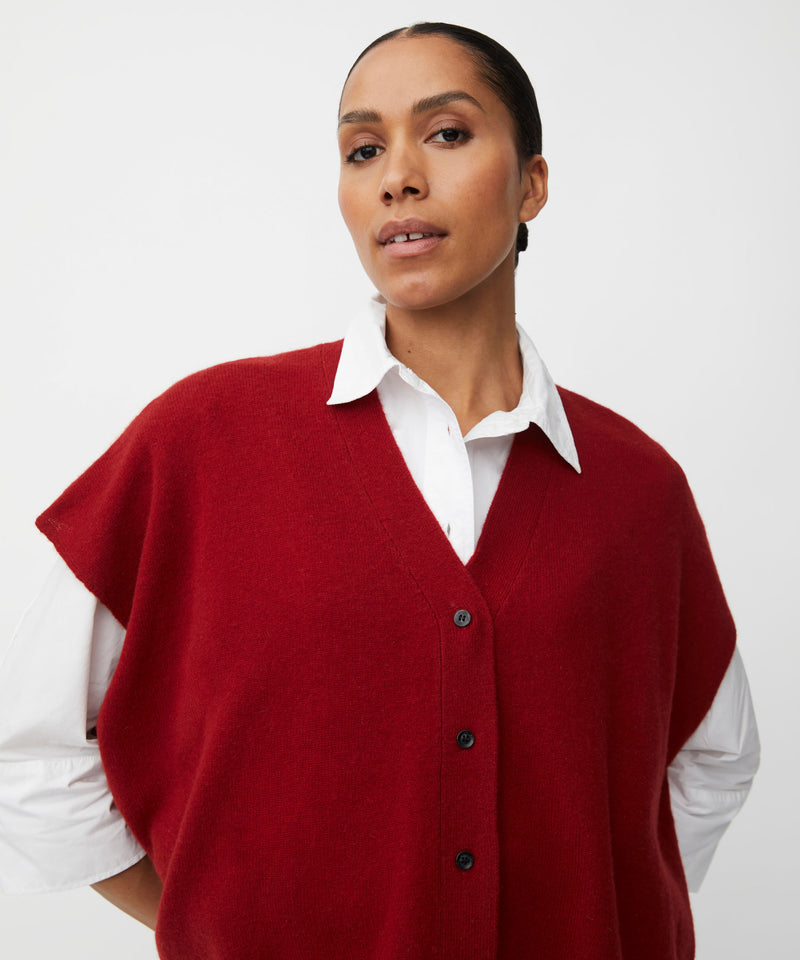 Lucanne Sleeveless Cardigan - Red Dahlia