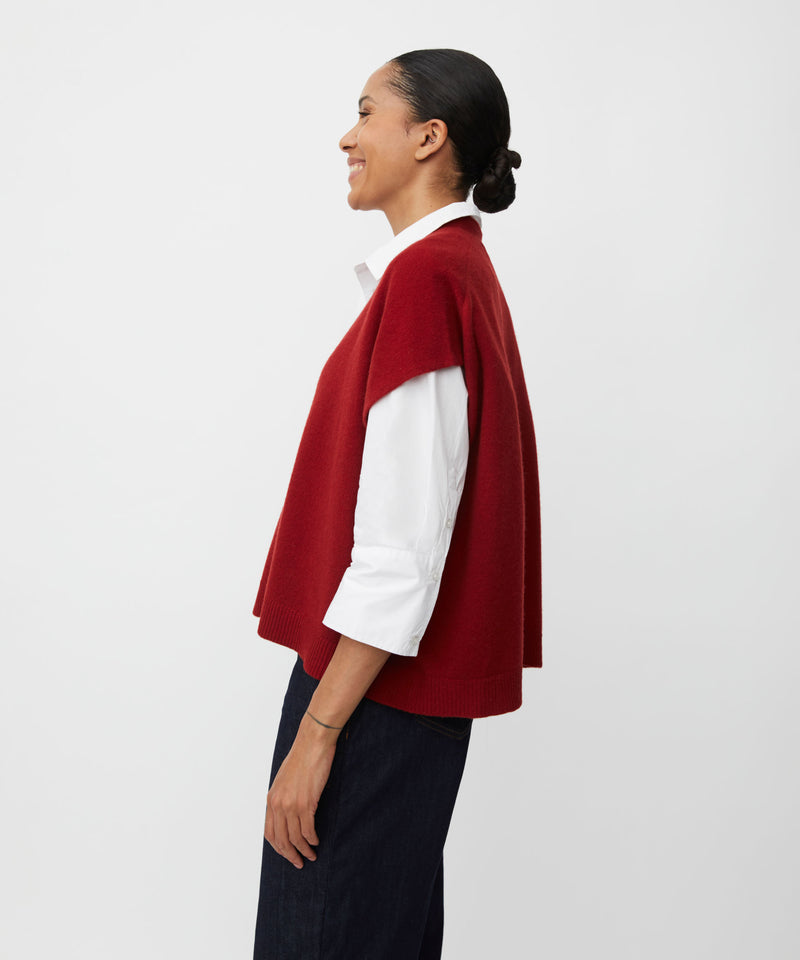 Lucanne Sleeveless Cardigan - Red Dahlia