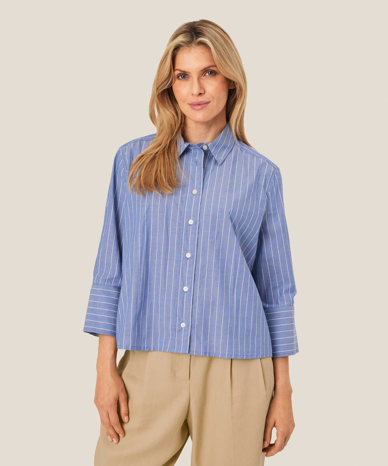 Ilonka 3/4 Sleeve Stripe Shirt - Sargasso Sea