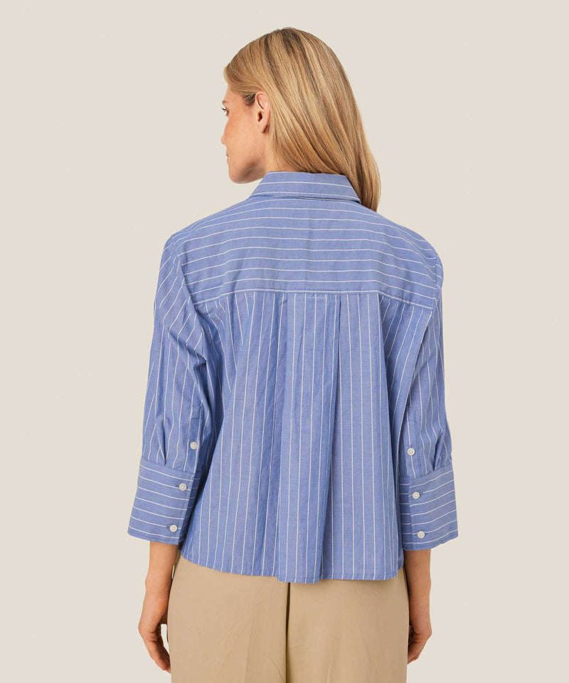 Ilonka 3/4 Sleeve Stripe Shirt - Sargasso Sea