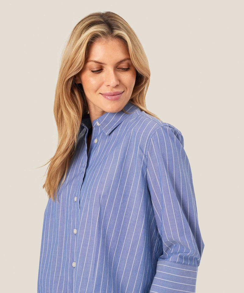 Ilonka 3/4 Sleeve Stripe Shirt - Sargasso Sea
