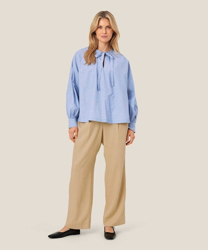 Dortea Tie Neck Blouse - Sargasso Sea