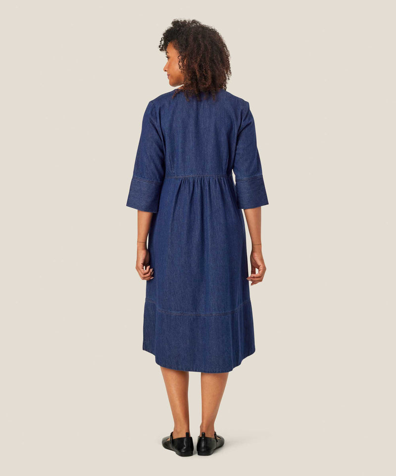 Nasya 3/4 Sleeve Dress - Dark Denim
