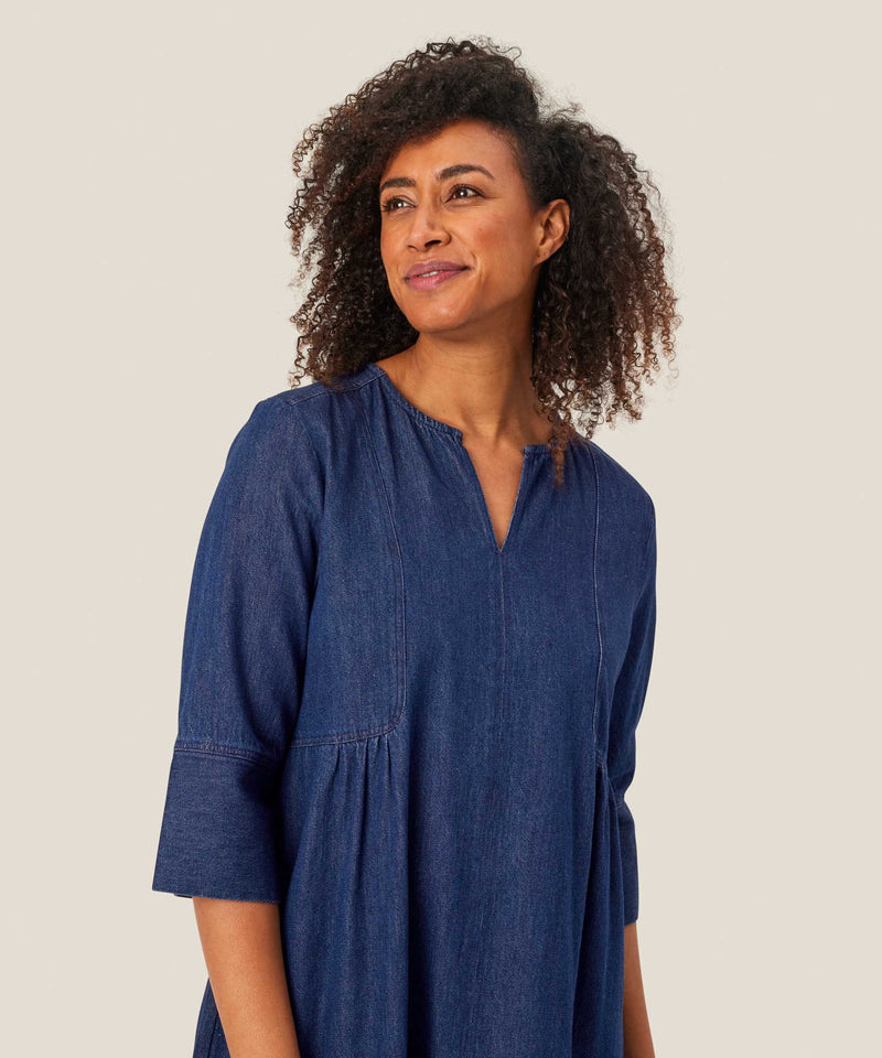 Nasya 3/4 Sleeve Dress - Dark Denim