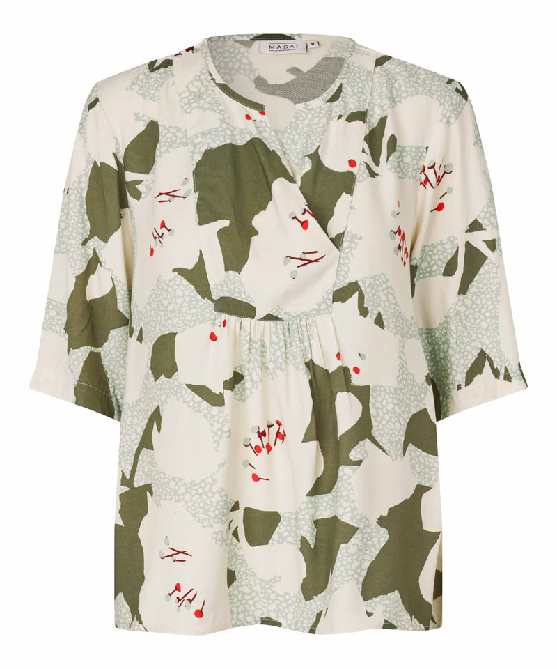 Dusya Short Sleeve Print Shirt - Frosty Green