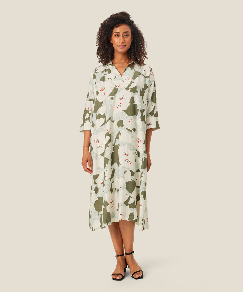 Nikeetos 3/4 Sleeve Print Dress - Frosty Green