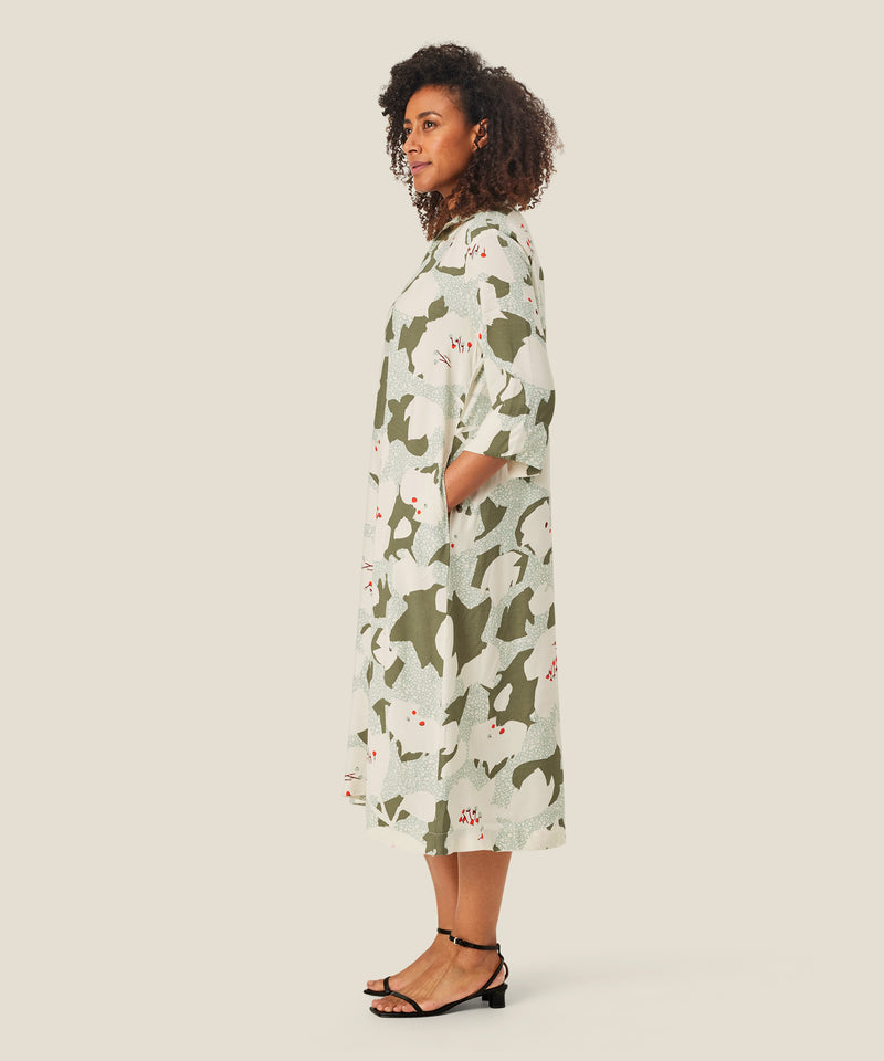 Nikeetos 3/4 Sleeve Print Dress - Frosty Green