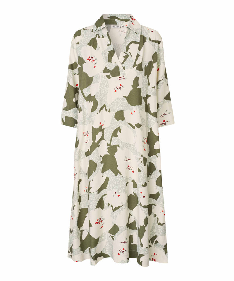 Nikeetos 3/4 Sleeve Print Dress - Frosty Green