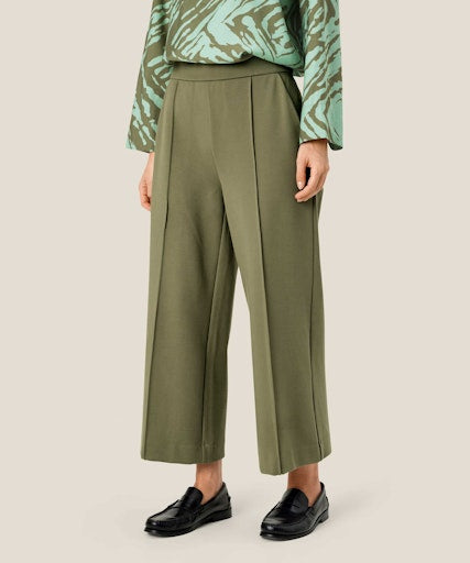 Piana Wide Crop Trouser - Lichen Green