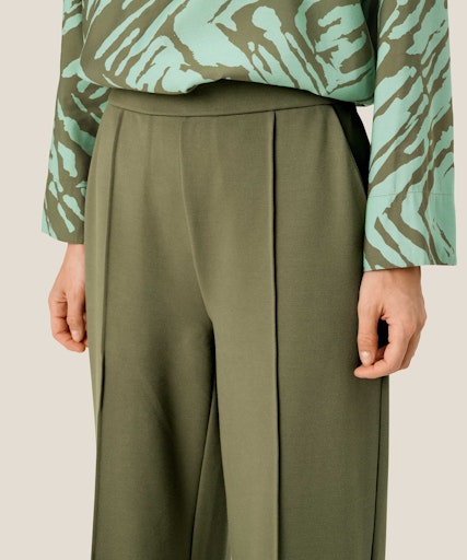 Piana Wide Crop Trouser - Lichen Green