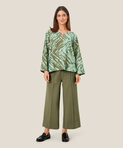 Piana Wide Crop Trouser - Lichen Green