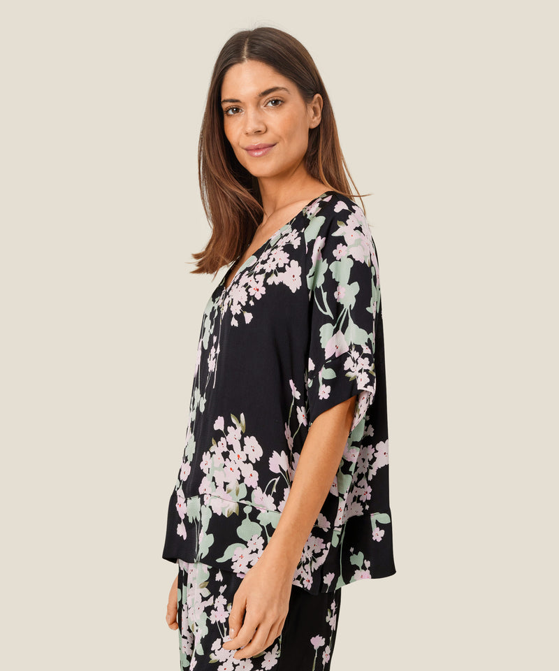 Begitta Short Sleeve Print Shirt - Pink Lady