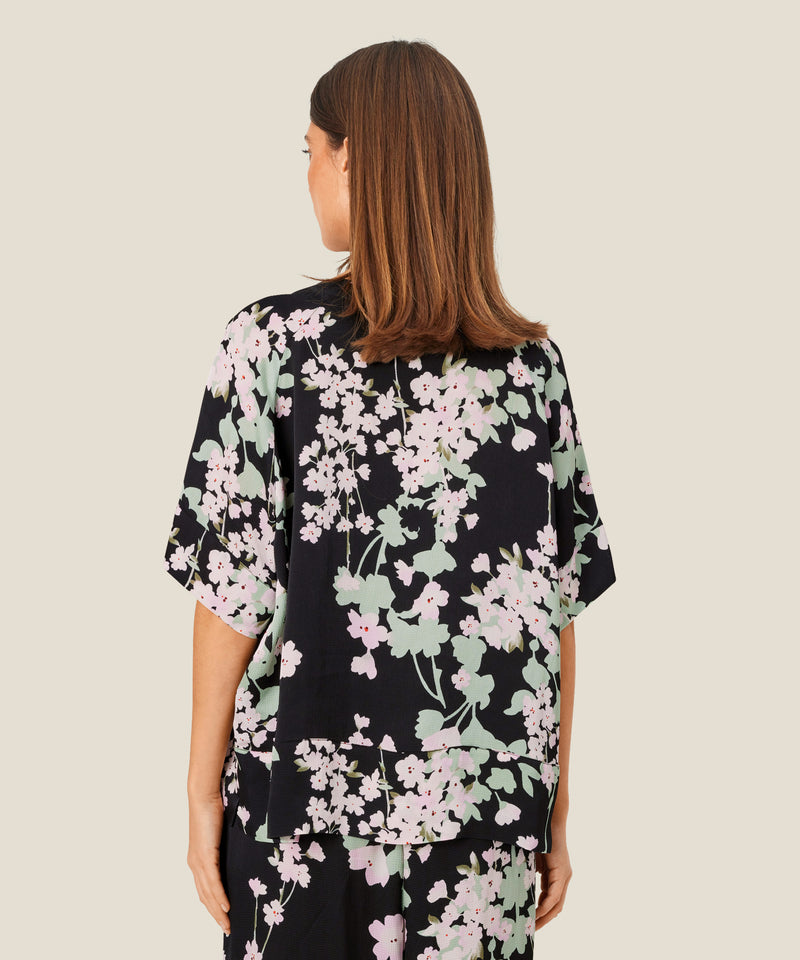 Begitta Short Sleeve Print Shirt - Pink Lady