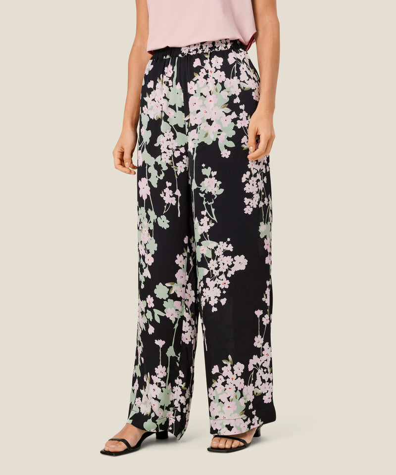Parili Wide Leg Print Trousers - Pink Lady