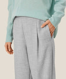 Parker Straight Leg Trousers - Light Grey Melange