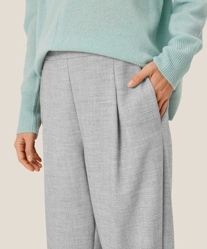 Parker Straight Leg Trousers - Light Grey Melange