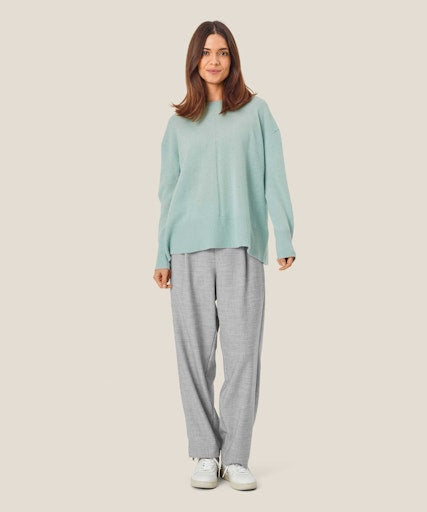 Parker Straight Leg Trousers - Light Grey Melange