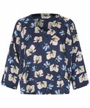Benika 3/4 Sleeve Oversize Top - Navy Blazer