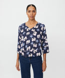 Benika 3/4 Sleeve Oversize Top - Navy Blazer