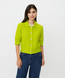 Liva Short Sleeve Cardigan - B Chartreuse