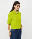Liva Short Sleeve Cardigan - B Chartreuse