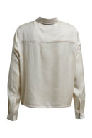 Drawstring Cropped Blouse - Cream