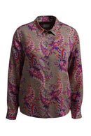 Long Sleeve Print Blouse - Fuchsia Print