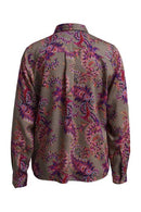 Long Sleeve Print Blouse - Fuchsia Print