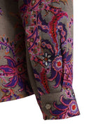 Long Sleeve Print Blouse - Fuchsia Print