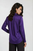 Bow Tie Flared Blouse - Purple