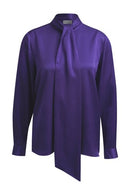 Bow Tie Flared Blouse - Purple