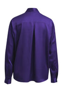 Bow Tie Flared Blouse - Purple
