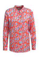 Long Sleeve Print Blouse - Red Print