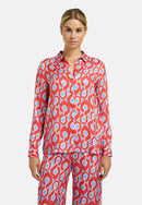 Long Sleeve Print Blouse - Red Print
