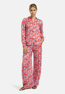 Long Sleeve Print Blouse - Red Print