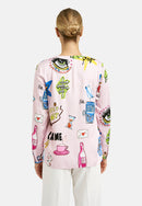 V Neck Print Blouse - Rose Print