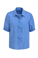Short Sleeve Bow Blouse - Blue Print