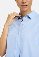Short Sleeve Shirt Dress - Ocean Print