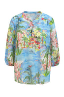 3/4 Sleeve Print Blouse - Ocean Print
