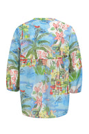 3/4 Sleeve Print Blouse - Ocean Print