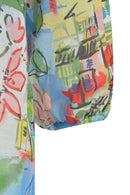 3/4 Sleeve Print Blouse - Ocean Print