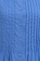 Long Sleeve Pintuck Blouse - Blue