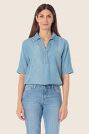 Coral Lagoon Blouse - Blue Light Denim