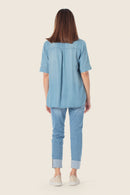Coral Lagoon Blouse - Blue Light Denim