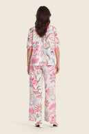 Linen Print Blouse - Flowers/leaves Print